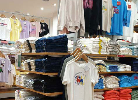 clothing in a retail store